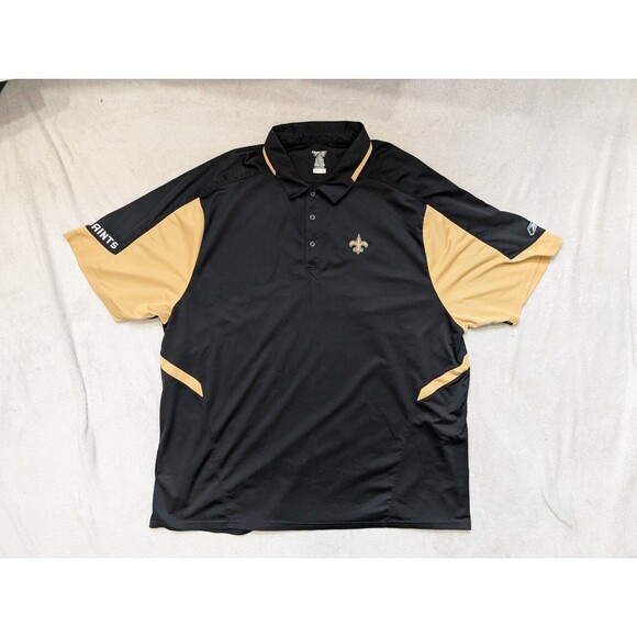 New Orleans Saints Polo Shirt Mens 4XL Black Gold Reebok On Field RARE Official - Picture 1 of 8